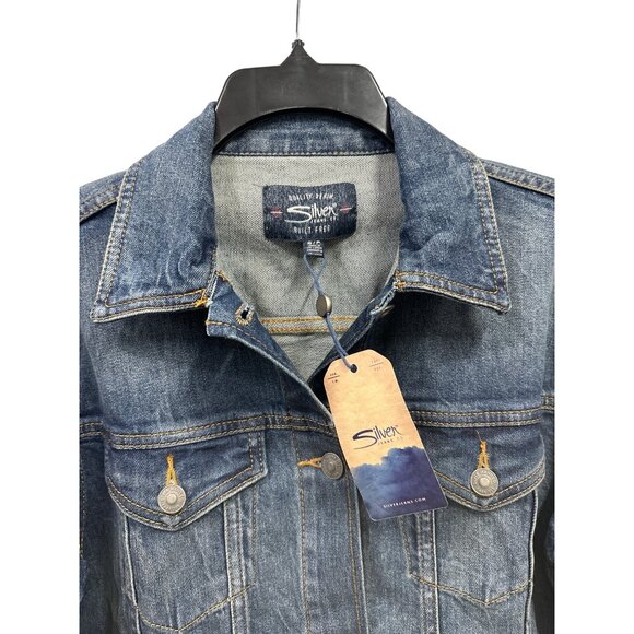 Silver Jeans Co. Selena Trucker Blue Denim Jean Jacket Small - Picture 2 of 10
